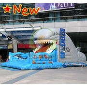 giant shark inflatable slide